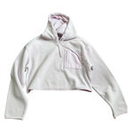 UGG  Fleece Cropped Hoodie Pink Pullover Kangaroo Pocket Drawstring Size M Photo 0