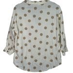 ZARA Button Up Shirt Textured Polka Dot Collared Long Sleeve Small Ivory Beige Photo 9