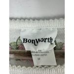 Bonworth Knit Top M White Pink Floral Embroidered Cottage Preppy Modest Grandma Photo 2