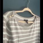 GAP gray, and‎ light teal striped 3/4 length armed sweater size women’s XXL Gray Photo 2