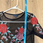 American Eagle AEO Womens Dark Romance Sheer Floral Appliqué Top Size Small Whimsigoth Fairy Photo 5