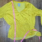 DOLAN Yellow boho blouse with flared sleeves, V neckline, and belted waist XL Photo 6