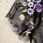 Kimchi Blue  Urban Outfitters Black Sheer Embroidered Floral top size small Photo 6