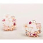 None 3 for $25 Women's Pink Flower Earrings Photo 2