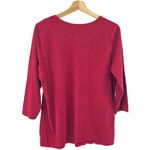 Laura Scott  1X Womens Red 3/4 Sleeve Floral Rhinestone Tee Top Shirt Photo 1