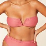 ANDIE NWT  Swim Punch Pink Bandeau Bikini Scala Top Strapless Medium V Notch Photo 0
