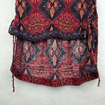 Free People Hi-Low Boho Festival Crop Top Red Geometric Lace Up Sides Photo 3