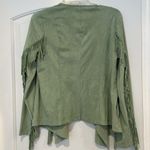 NWT Colleen Lopez Faux Suede Fringe Lightweight Jacket Sage Green Sz S Photo 5