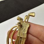 Golf Bag With Clubs Gold Tone Cream/Black Brooch Pin Golfing Perfect For Golfer Photo 3