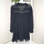 Cotton On  Black Sheer Long Sleeve Mini‎ Dress White Trim Collared Small Photo 1