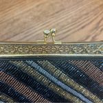 VTG Tricolored Black Bronze Gold Beaded Elegant Evening Clutch Bag Photo 6