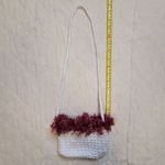 Handmade White with a Fluffy Trim Crochet Mini Shoulder Bag by Nikita Naomi Photo 4