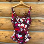 Athleta  Square Neck Bra Cup Tankini TOP Hero Bloom Decadent Chocolate 40 B/C Photo 1