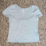 SO Juniors  gray basic ribbed crop top ribbed short sleeved casual lettuce hem Photo 1