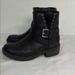 Black Combat Moto Boots with Silver Hardware Size 6.5 Photo 2