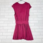 Free People Berry Pink Ruched Waist Faux Wrap V Neck Cap Sleeve Mini Dress S Photo 12