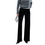 Mango MNG  Navy Blue Velvet‎ Pants Women's Straight Leg Pull On Contemporary Chic Photo 12