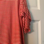 Kaari Blue .  Red and white striped tshirt dress with ruffled sleeves. Size Large Photo 1