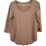 Tahari  Size Medium Shirt Brown Heather 3/4 Sleeve Rounded Hem Neutral Everyday‎ Photo 0