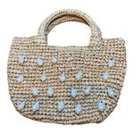 J.Crew Handknotted Straw Pearl Top Handle Bag NWT MSRP $115 Summer Coastal Boho Tan Photo 2