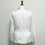 Michael Kors MK White Gold Tone Studded Zip Up Elastic Waistband Jacket Medium Photo 6