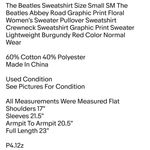 The Beatles Sweatshirt Size Small SM Abbey Road Graphic Print Floral Photo 1