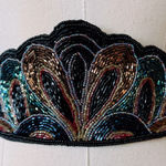 Vintage Glass Bead Satin Black Waist Belt Photo 0