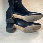 Tory Burch  gigi boots Black Leather Suede Knee High Boots Gold Logo Heel Size 9M Photo 3