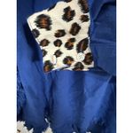 Umgee Anthropologie Blue Button Up Tunic Blouse Size Small Leopard Trim Photo 4