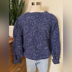 Vintage Hand‎ Knit Wool Sweater Marled Blue Shetland Style Large fisherman Photo 6