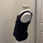 J.Crew  Black Scoop Neck Tank Top w/Tiered Polka Dot Lace Appliqué in Front EUC Photo 2