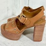 See By Chloe Nora Leather Ankle Strap Platform Heeled Sandals Brown Women's 38/8 Photo 9