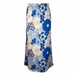 ZARA  Retro Floral Print Long Maxi Skirt Back Split Women Size M Blue BOHO Chic Photo 2