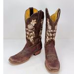 Toro Moro Womens Western Boots Brown Leather Floral Square Cowgirl Rodeo US 4.5 Size undefined Photo 2