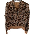 BP NWT Tan/Brown Leopard Print Long Sleeve Drawstring Cropped Pullover Photo 2