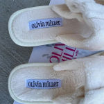 Olivia Miller  Off White Beige Ivory Buckle Two Strap Slipper Sandals Size 7 NEW Photo 2