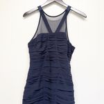 Halston Heritage NWT  Sleeveless High Neck Fitted Ruching Dress Gown Navy 8 Photo 6