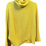 Anthropologie‎ Moth Mustard Yellow Ribbed Knit Turtleneck Sweater Poncho Size S Photo 0