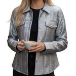 Susan Bristol  Women's‎ Size M Silver Quilted Snap Closure Blazer Jacket Metallic Photo 0