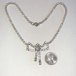 Elegant Vintage Silver Tone CZ Rhinestone Classic Formal Bow Necklace Photo 2