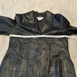 Black leather floral‎ trench coat VTG vintage Allison Woods beautiful detailing Size M Photo 6