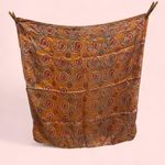 Vintage 70’s? groovy orange turquoise paisley silk scarf square Photo 3