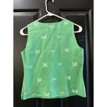 Talbots  Trish Linen Green Butterfly V-Neck Crop Top Size 4 Petite Photo 1