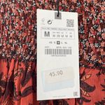 ZARA  Womens Boho Cottage Core‎ Smocked Waist Floral Orange Ruffle Mini Skirt M Photo 1