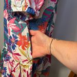 Sundry Tropical Floral Print Short Sleeve Ruffle Hem cotton Dress Size S Photo 3