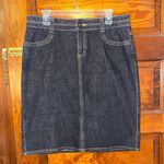 Axcess Stretch Denim Jean Skirt Cotton Stretch Zips Pockets Dark Blue Women's 12 Photo 0
