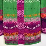 Odd Molly Hooded Cardigan sweater Womens Size 2 Snap Kantha Floral Knit Boho Photo 2
