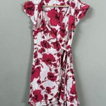 Free People  French Quarter Floral Wrap Mini Dress Women's XS White Pink Ruffles Photo 4