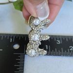 Boutique Silver Rhinestone Snakes with Pearls Stretch Bracelet Photo 8