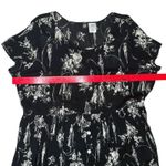 Bila Black Toile Floral Gauze Midi Dress XL Boho Button Front Tie Back Rayon Photo 6
